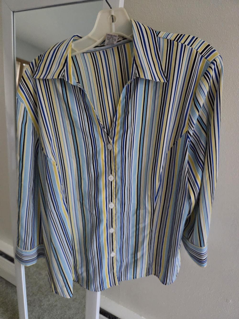 Classic Multi-Stripe Button-Up Shirt - Yellow & Blue
